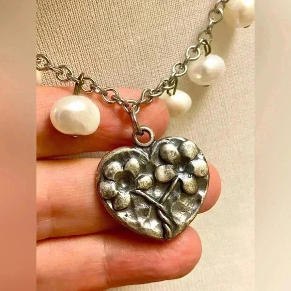 Vintage (90’s) Avgad signed  necklace with a natural pearls - Picture 3 of 7